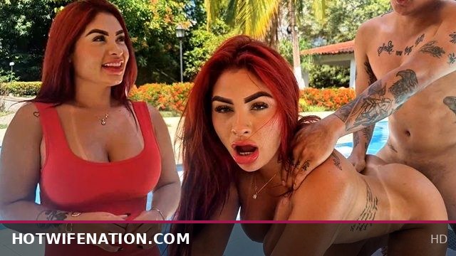 Dani Clark & Alejandra Palacios Hardcore Outdoor Resort Threesome with Hot Big-Dicked Waiter