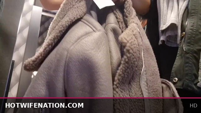 Exposed in the Fitting Room: Hotwife Caught in the Open Curtain Strip Tease