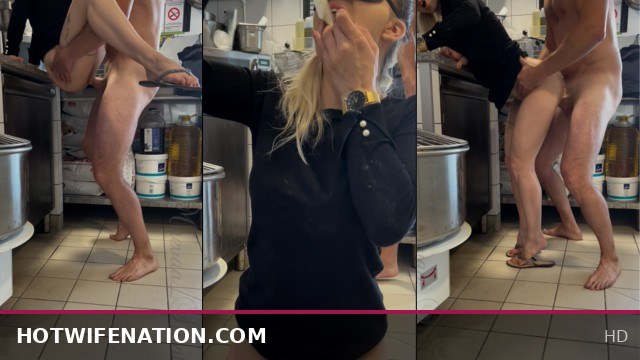 Stranger Challenge: Hotwife Gets Fucked by a Stranger in the Pizzeria Stockroom