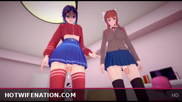 Futa Mita and Futa Monika Taking Cock from a Male POV Perspective