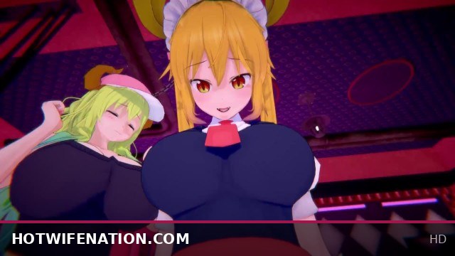 Maid Kobayashi Gets Taken POV by Futa Tohru and Lucoa in Hot Threesome Action