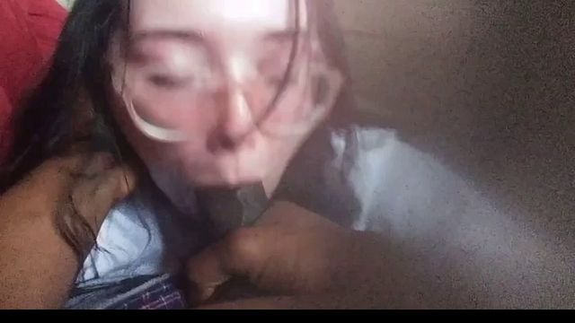 Nerdy Girl Takes BBC Deep and Swallows Every Drop