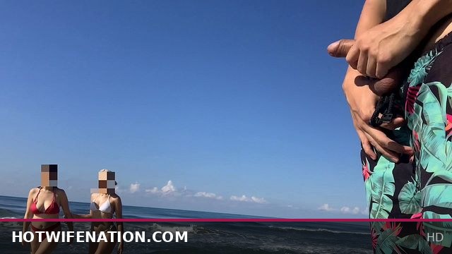 Exposing My Cock on the Public Beach Sparks Sexy Girls' Wild Desire for Action
