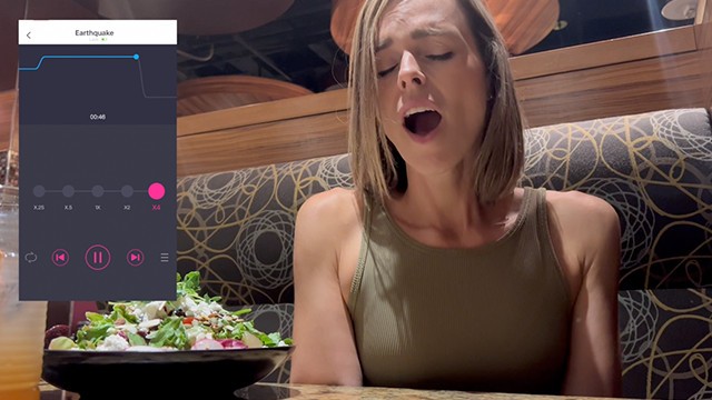 Public Restaurant fucking with Lush remote controlled vibrator