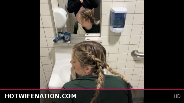 Blonde Slut Gets Fucked Hard in Public Campsite Bathroom with Hardcore Public Sex