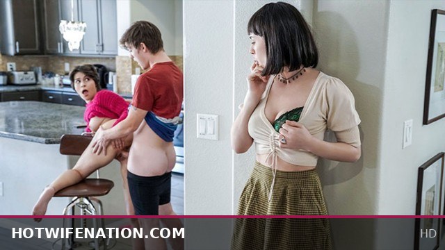 FamilyStrokes - Horny Stud Fills Stepsis Pussy With Cock In The Kitchen While Stepmom Is Watching