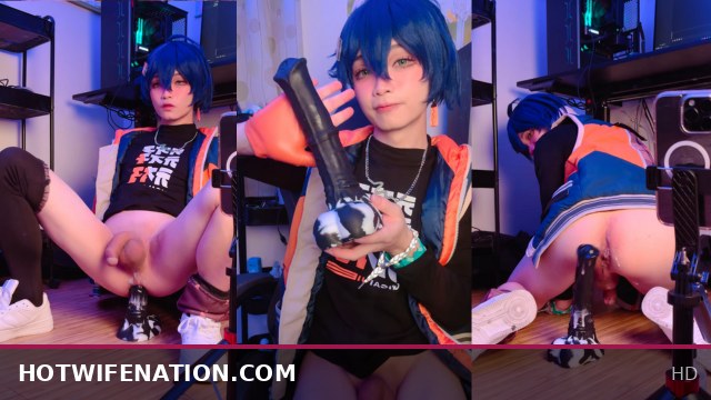 Zenless Zone Zero – Cute Femboy Cosplays Rin, Plays with Huge Horse Dildo and Cums