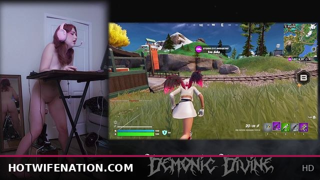 Gamer Gooner Girl plays Fortnite with Fuck Machine Part 1