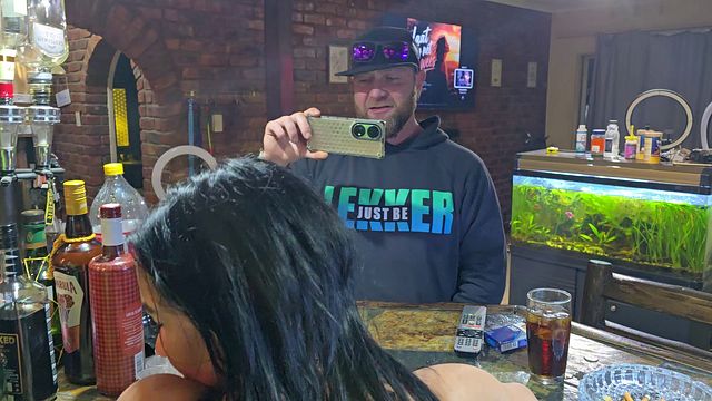 Wife of a customer gets wild with me in public, riding me cowgirl style at the bar
